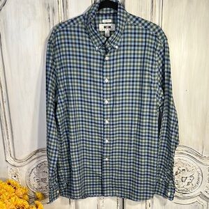 Men’s Joseph Abboud Blue and Green Plaid Button Down Shirt